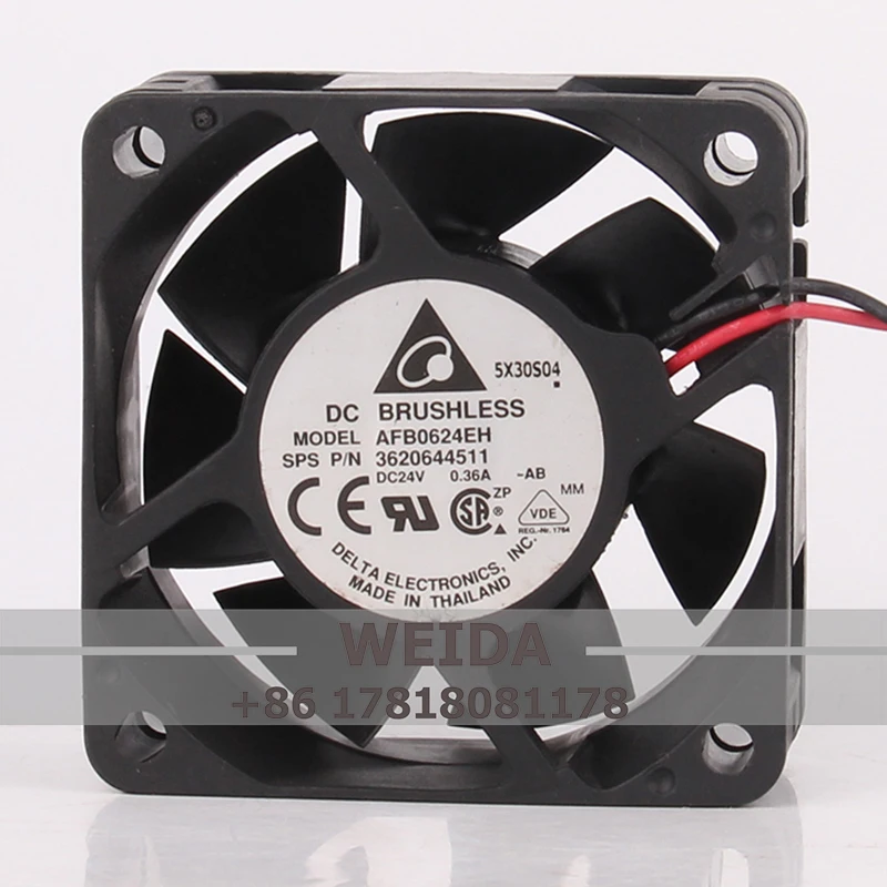 

AFB0624EH Case Cooling Fan for Delta DC24V 0.36A EC AC 60mmx60mmx25.4mm 6CM 6025 2-wire Double Ball Frequency Conversion Service