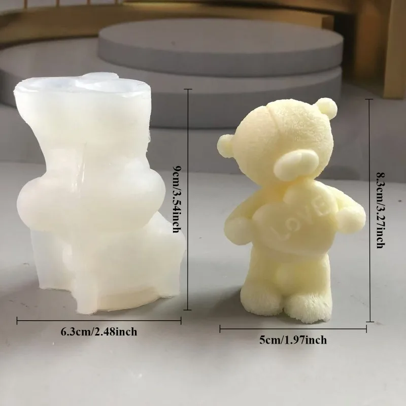 Niedźwiedź Przytul Świeca Miłości Silikonowa Forma 3D Niedźwiedź Mydło Gipsowe Rzemiosło Żywica Cement Glina Forma Ręcznie robione Świeczki Materiały do domu Prezenty — zdjęcie 3