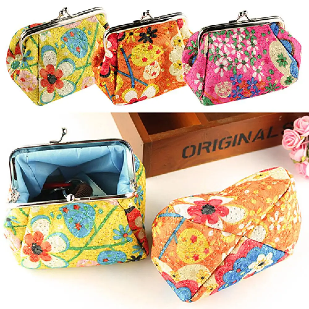 Women Wallet Mini Purse Fashion Cute Flowers Embroidered Case Card Keys Pouch Coin Purse Landscape Painting