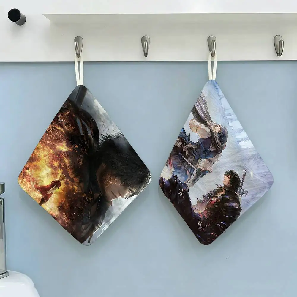 Final Fantasy VII Rebirth Polyester Cotton Hand Wiping Towel with Hanging Loop, Lightweight for Home and Commercial Use