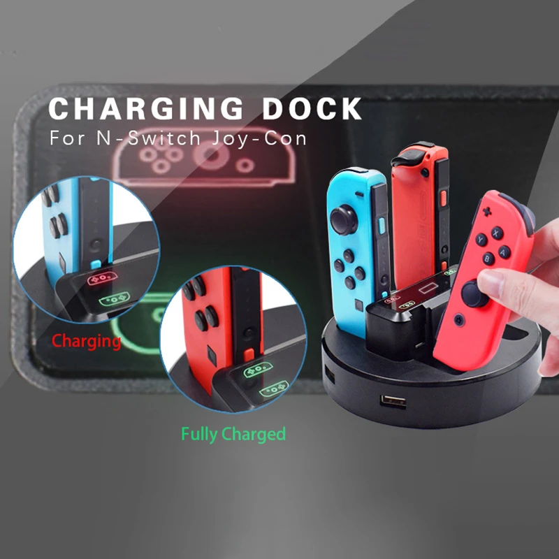 Portable Accessories For Nintendo Switch Controller Charger Dock Station For Switch Joycon Ac Adapter Support 4 Joy-con Charging