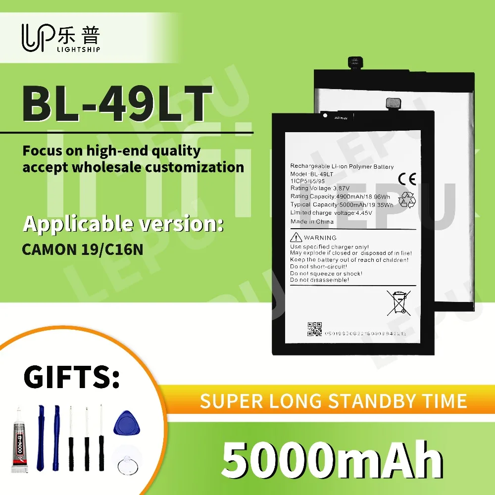 

Battery for TECNO CAMON 19 Replacement Battery BL-49LT 5000mAh + Tools Kits Original Battery BL-49LT for INFINIX TECNO CAMON 19