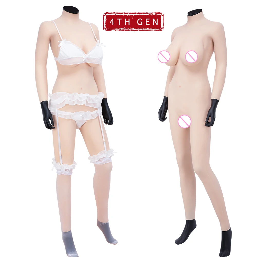 

KOOMIHO 9-point Bodysuit Fake Boobs Crossdresser Silicone Breast Form with Arm C/D/E CUP Vagina Pants Shemale Drag Queen 4TH GEN