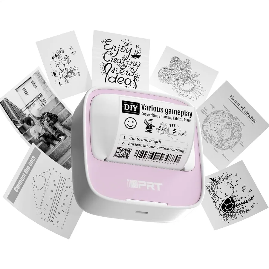 Impresora térmica portátil para hacer pegatinas con 1 rollo de papel adhesivo, impresora Inkl Bluetooth, Mini fabricante de etiquetas para estudio, notas DIY Mi