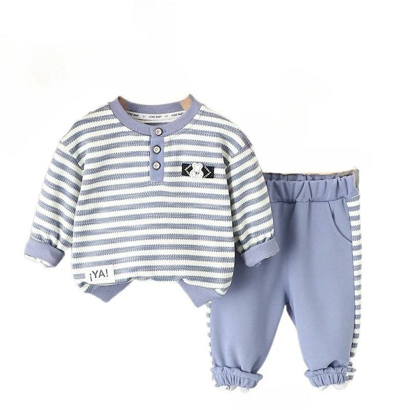 

New Spring Autumn Baby Clothes Children Boys Striped Long Sleeved T-Shirt Pants 2Pcs/Sets Infant Casual Costume Kids Tracksuits