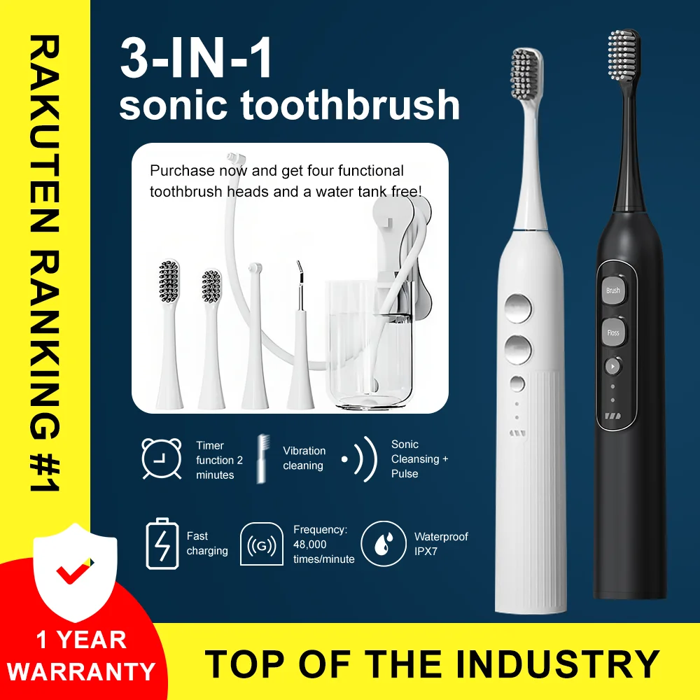 Ultra Long Standby Smart Electric Toothbrush with Water Flosser 3 in 1 Cordless Brush AndBrush Water Flosser and Toothbrush IPX7
