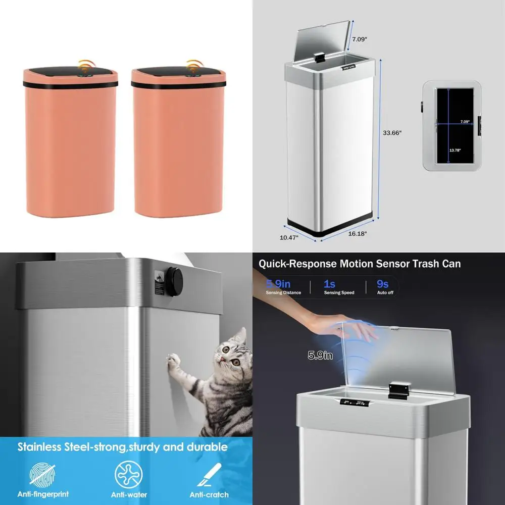 

Bigacc 13 Gallon Automatic Kitchen Trash Can with Lid, Touchless Motion Sensor Garbage Can - Hygienic, Odor Control, Waterproof