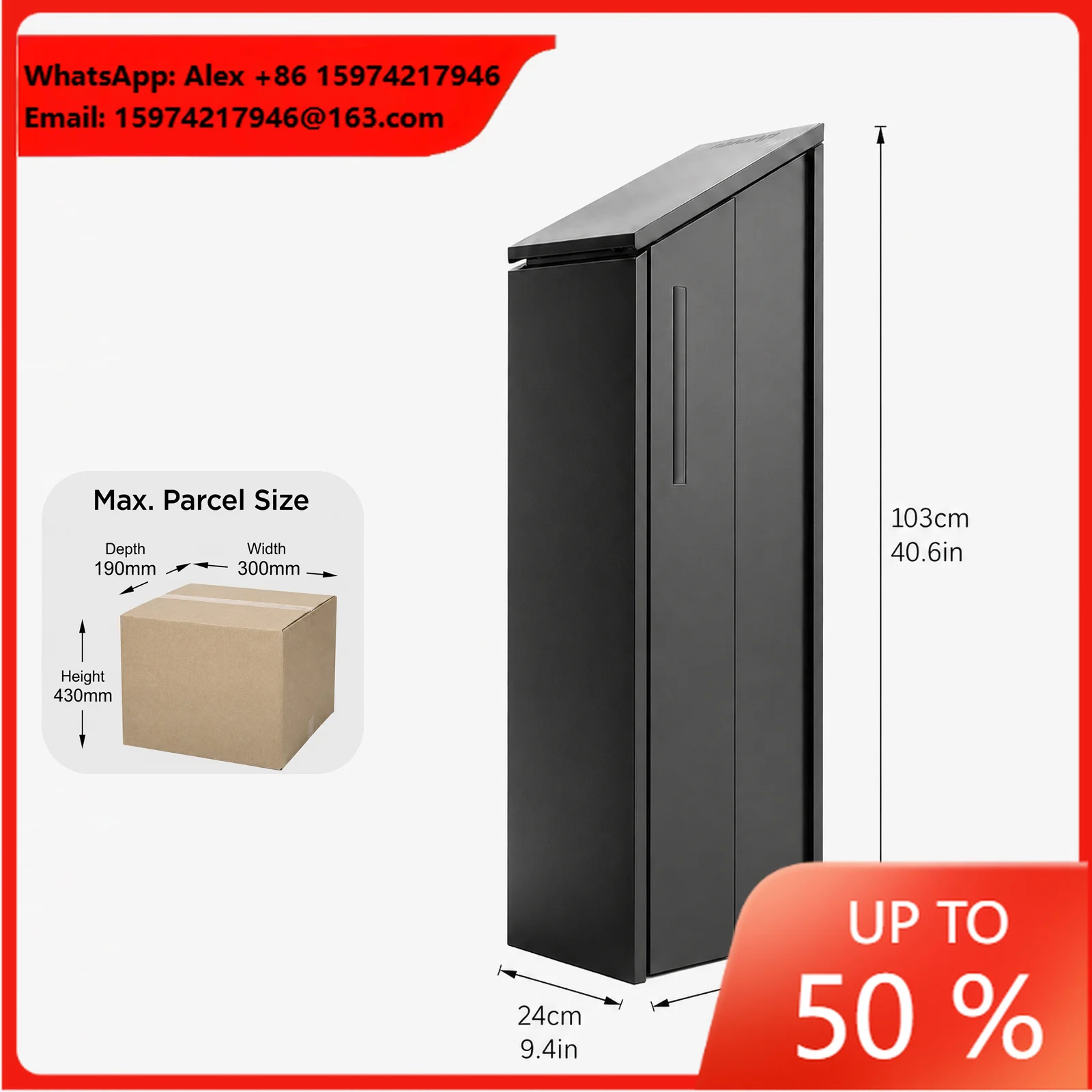 Lockable Metal Parcel Delivery Box Package Drop Box Secure Mailbox Parcel Collection Storage Cabinet Outdoor Home