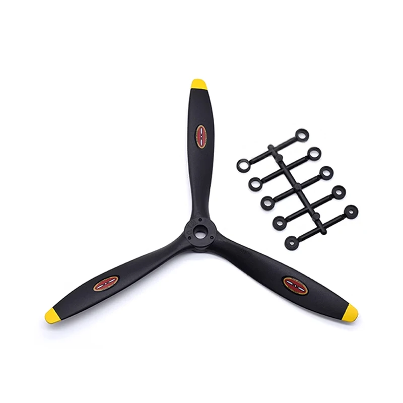 SHUAICHI 1 Stück RC Emuliertes Flugzeugmodell 8060 9060 1060 1170 1370 3-Blatt-Propeller aus Kohlenstoff-Nylon für Elektro-/Methanol-Benzinmotoren 7