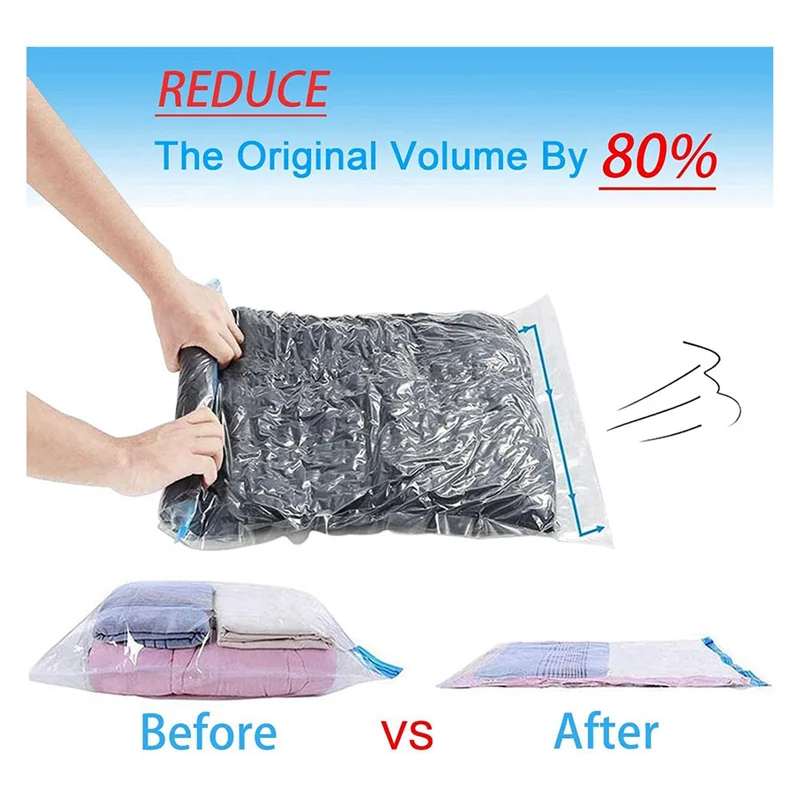 

12 Pack Reusable Roll Up Compression Bags,35X50cm Medium Vacuum Storage Bags For Travel,Saving Storage Packing Bags Durable