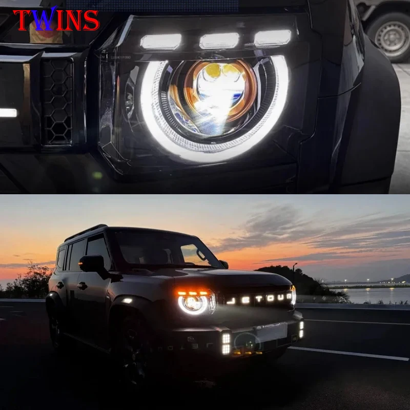 Auto OzumLED Lens Laser Aozoom Dual Straight Down Headlights Fit for JETOUR Traveler T2 2023-2025 Car Headlight Decorative Parts