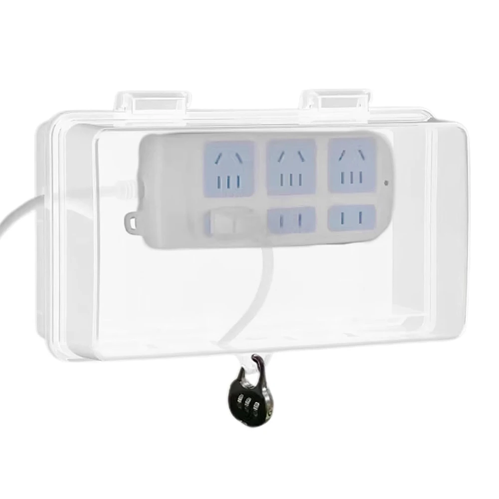 Outdoor Extension Cord Box with Waterproof Construction Lockable Cover and Four Output Holes for Electrical Safety