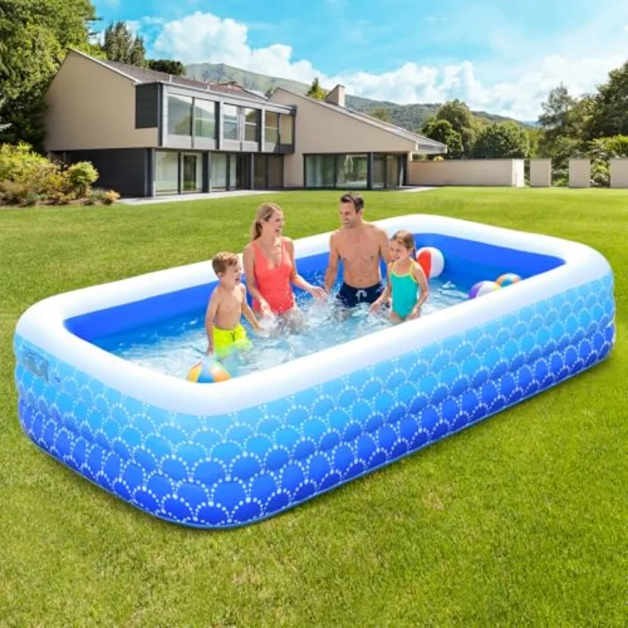 Inflatable Gradient Swimming Pool for Backyard Garden Summer Water Party, PVC, Blue-Pink, Extra-Large 118×69×25
