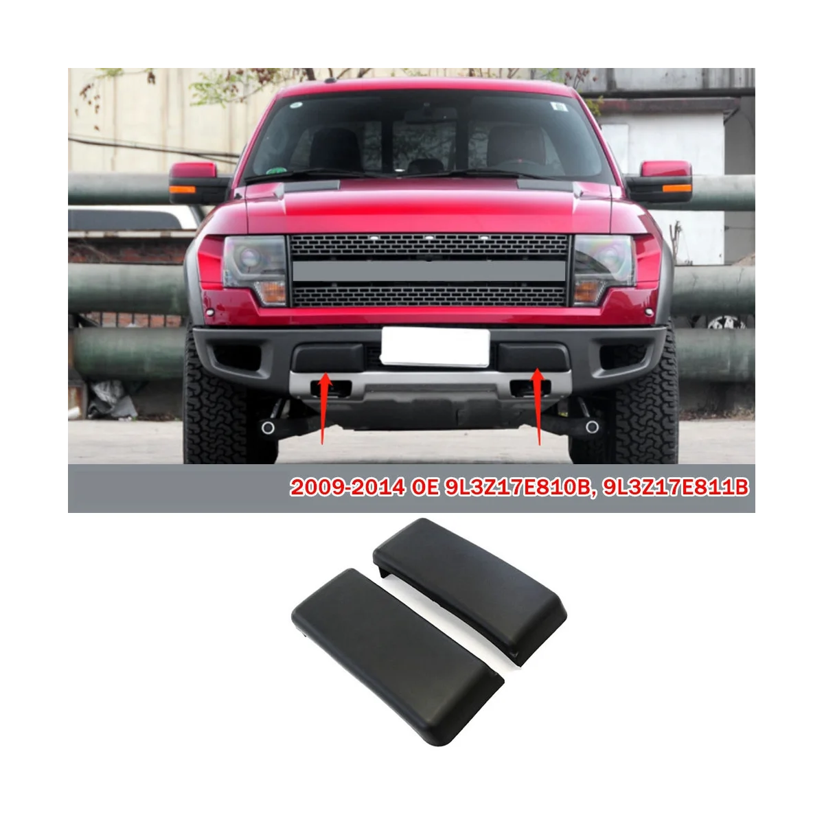 1Pair Front Bumper Pad Guard for Ford F150 2009-2014 number:9L3Z17E810B, 9L3Z17E811B