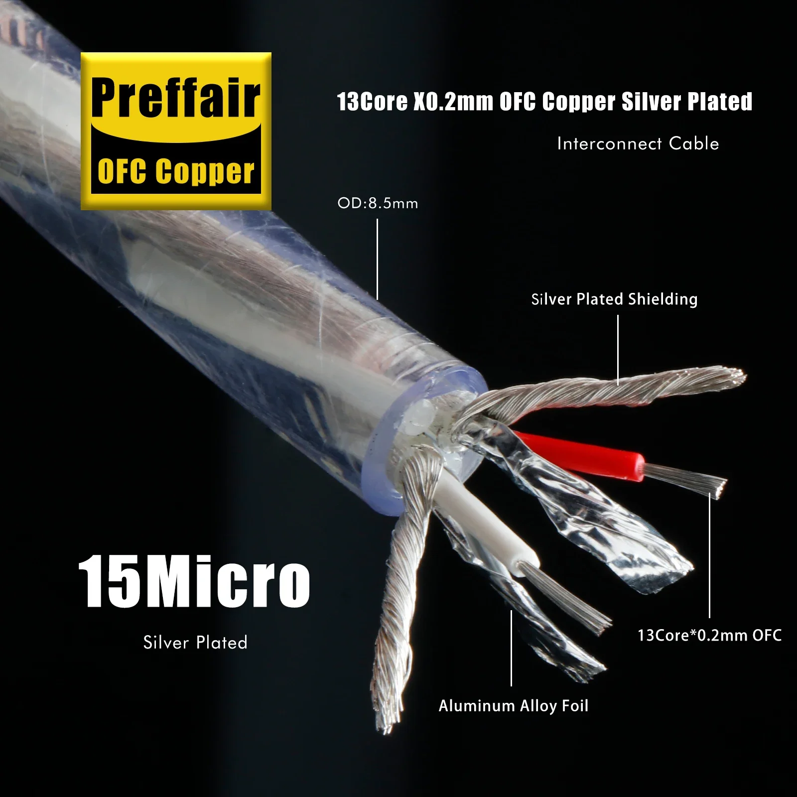 Preffair 1 Pair X413 XLR/RCA Balanced/Interconnect Audio Cable for Amplifier and CD Player 5N OFC Silver Plated Conductor