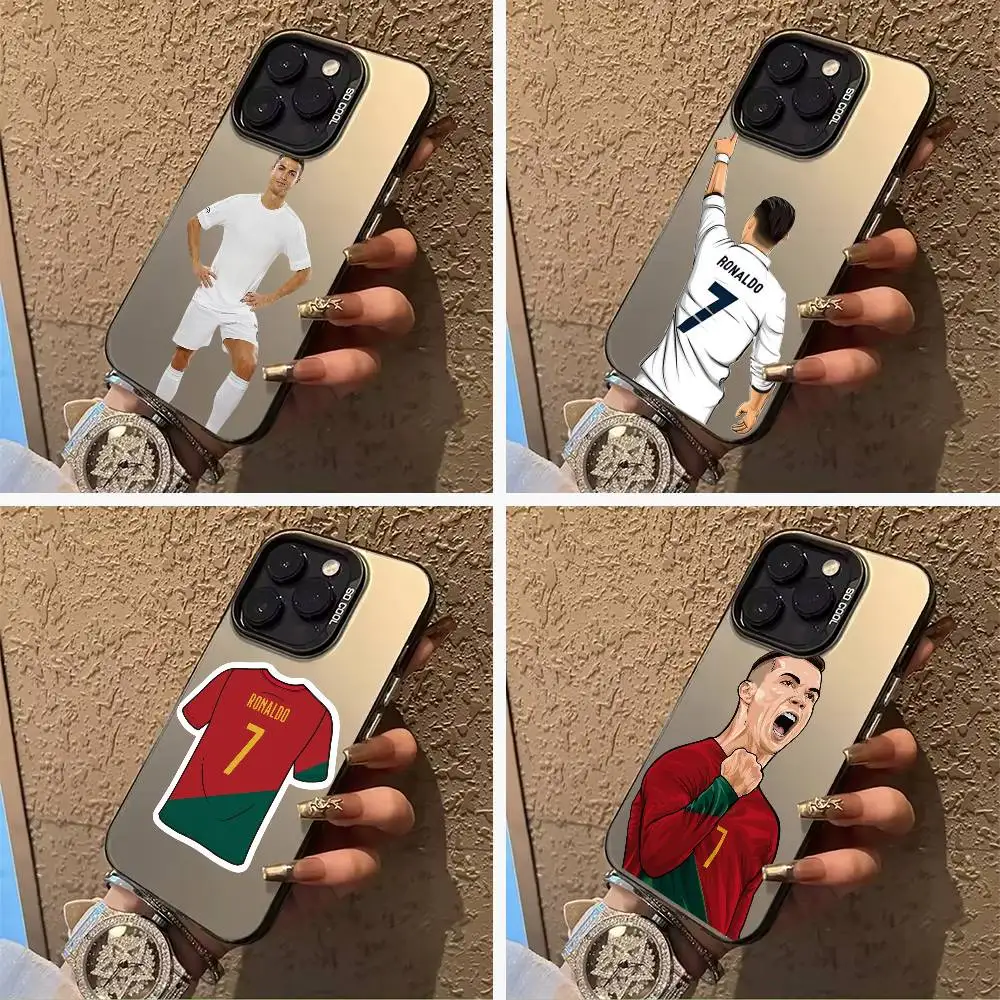 

7-C-CR-7 Ronaldo Phone Case For iPhone 17,16,15,14,13,12,11 Plus Pro Max Colored Silver Phone Case