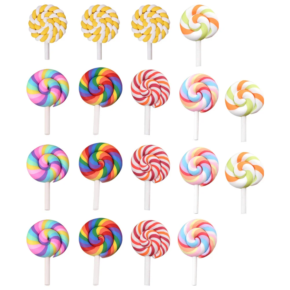 35 Pcs Simulation Lollipop Toy Prop Polymer Clay Decoration Pendant Miniature Food Sugar for DIY