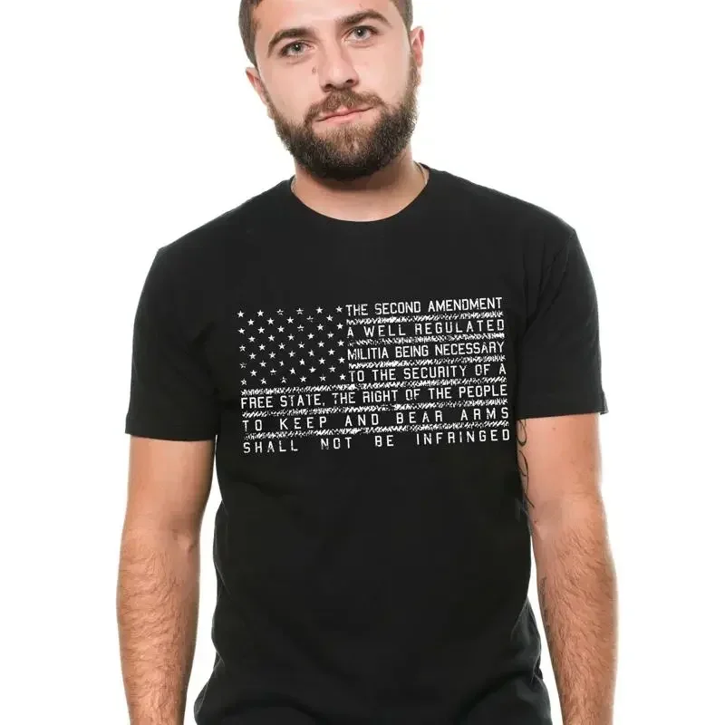 Men's 2nd Amendmen T shirt USA America Patriotic Shirts Second Amendment Flag Tee