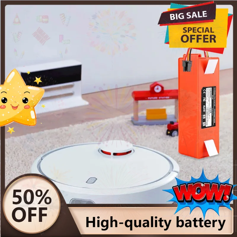 SWZY 14.4V 5200mAh 7800mAh Robotic Vacuum Cleaner Battery For Xiaomi S55 S60 S65 S50 S51 T65 Rechargeable Lithium-ion Battery