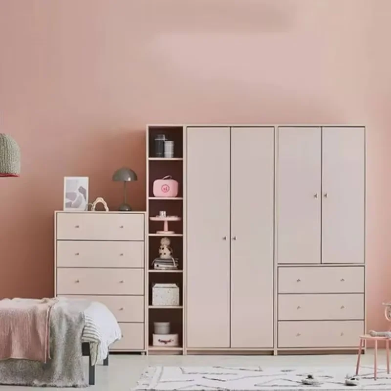 White Modern Bedroom Wardrobe Kids Multifuncion Portable Organizer Wardrobe Wooden Drawers Guarda Roupa Infantil Room Furniture