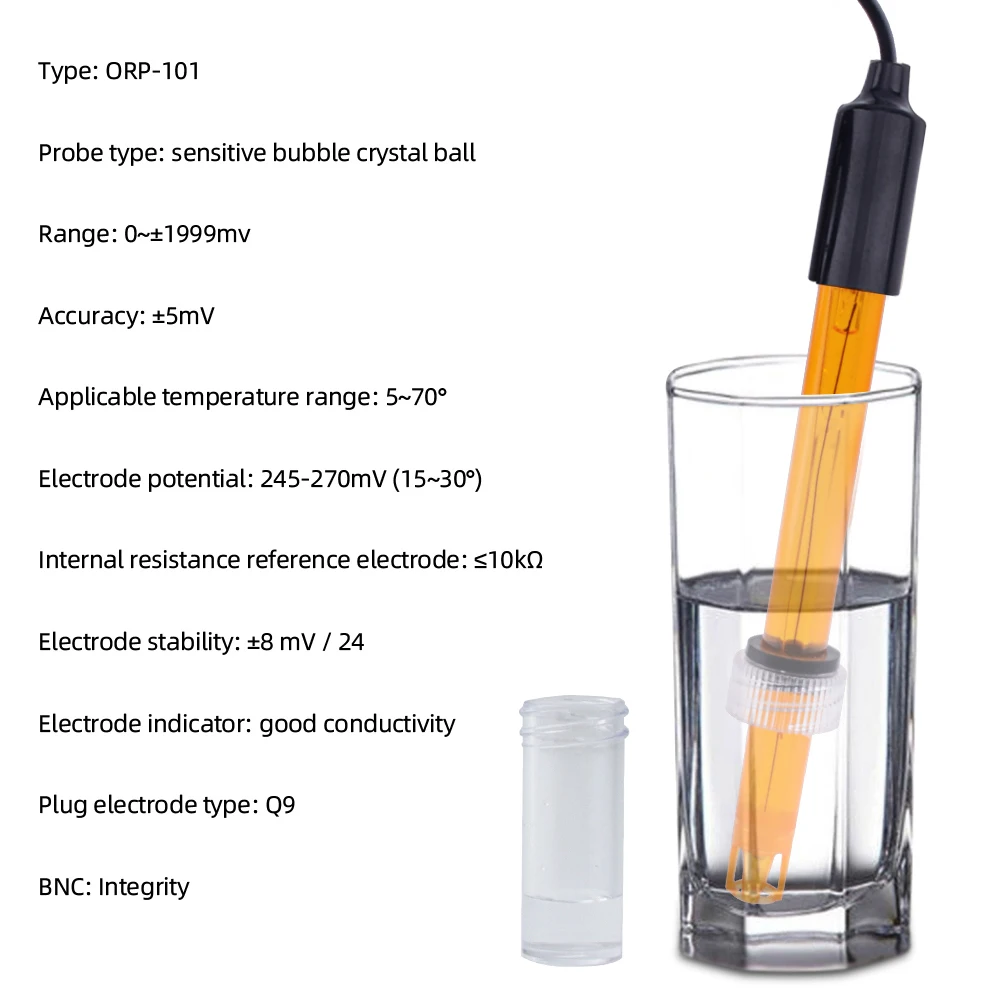 Yieryi ORP-Ersatzsonde für Aquarium, Spa, Pool, Elektrode, Oxidations-Reduktions-Potenzial-Tester, BNC Q9-Anschluss, 256 mV, Pulvertest – Detail 6