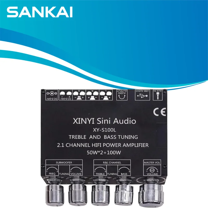 XY-S100L 50Wx2+100W 2.1CH Audio Amplifier Board, Bluetooth 5.0, Bass & Treble