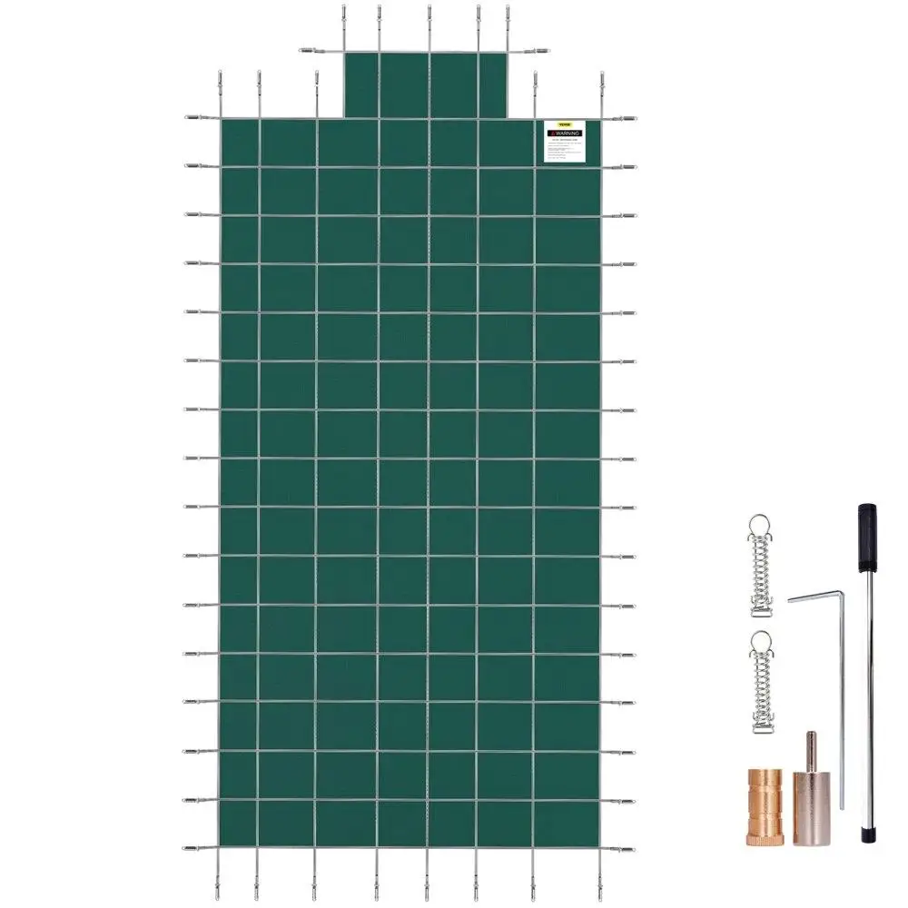 

Pool Safety Cover 20x40ft Rectangle Inground Green Mesh 4x8ft Center End Steps Solid for swimming Pool Winter Safety Cover