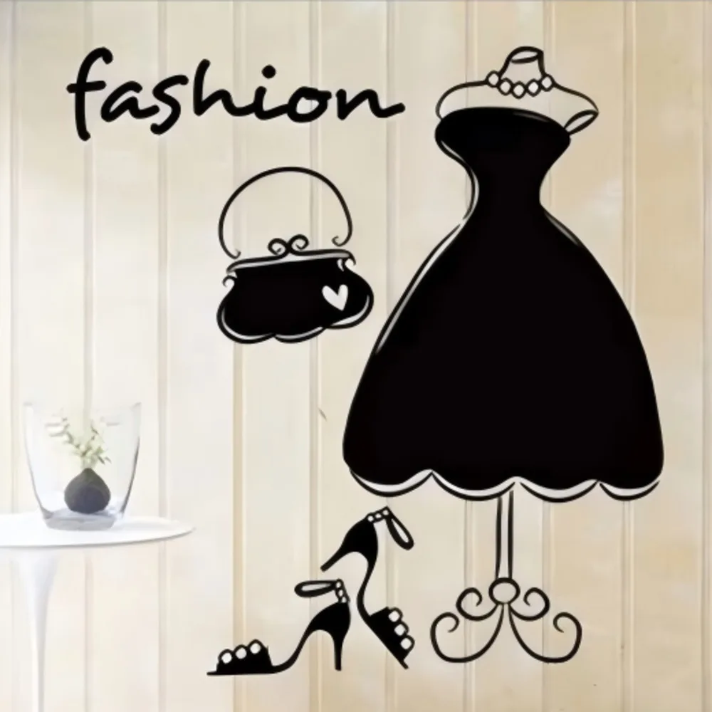 Fashion Garment Boutique Store Window Decoration Shopping Girl Woman Name Sign Sticker Advertising Wall Sticker Store Sticker