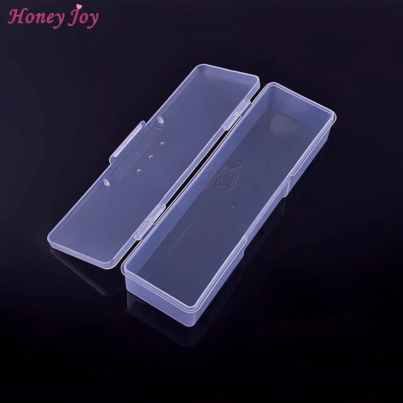 

1pc Small Nail Art Tool Makeup Brush Pen Tool Storage Box Case Container 19cm (L) x 5.2cm(W) x 3cm (H) Clear