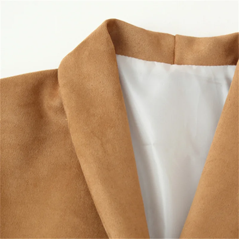 2025 Fashion Suede Suit Jacket Women's Short Blazers Spring Autumn Single-button Casual Top Coat Streetwear Lady Slim Outerwear