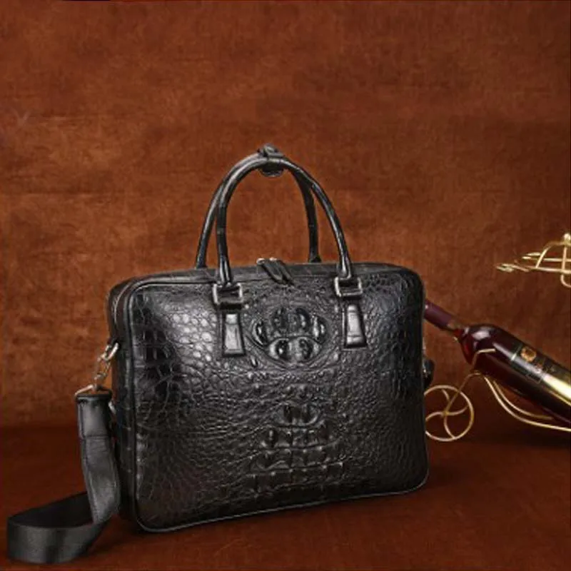 crocodile  A briefcase  male  worn  Commercial package  Genuine leather  Big bag  handbag  One shoulder bag  business  men