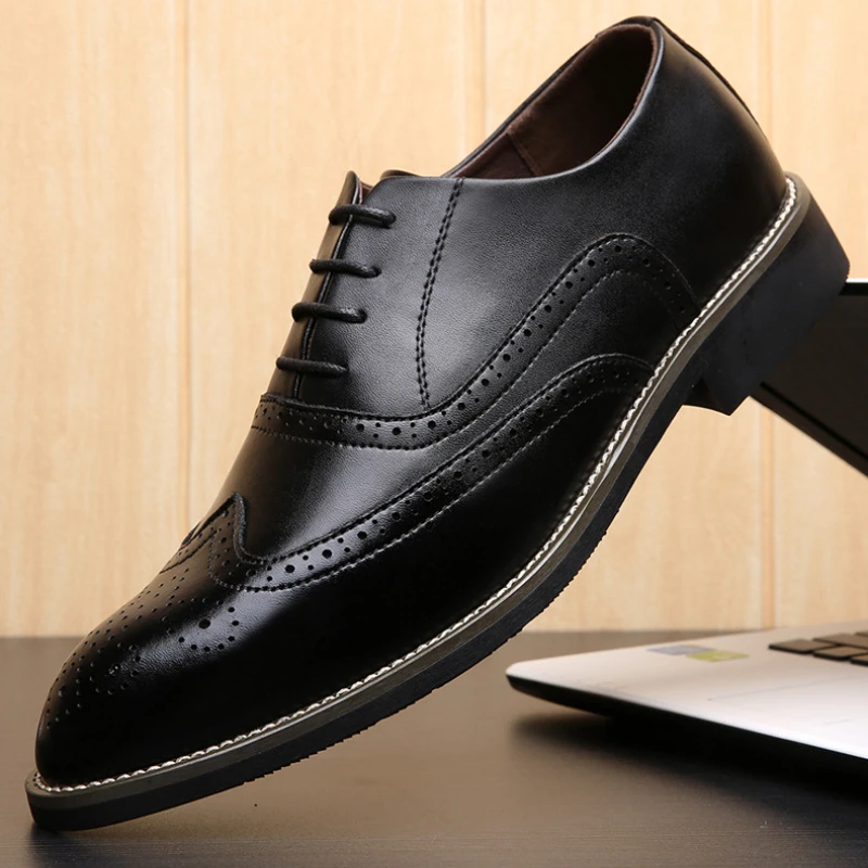

броги черные мужские туфли-оксфорды дизайнерские формальные туфли мужские туфли офисные повседневные деловые туфли Scarpe uomo элегантные