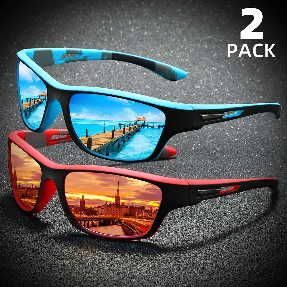 قطعتان من النظارات الشمسية المستقطبة الملتفة حول الرجال والنساء، نظارات حماية مثالية للقيادة والسفر والرياضات الخارجية #1