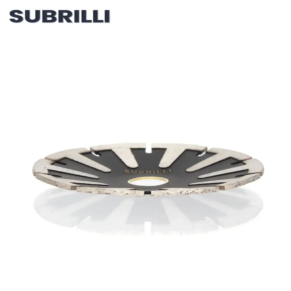 Subrilli 125mm disco de diamante curvo granito concreto serra circular 5 "forma arco seco molhado disco de corte com t dentes protetores
