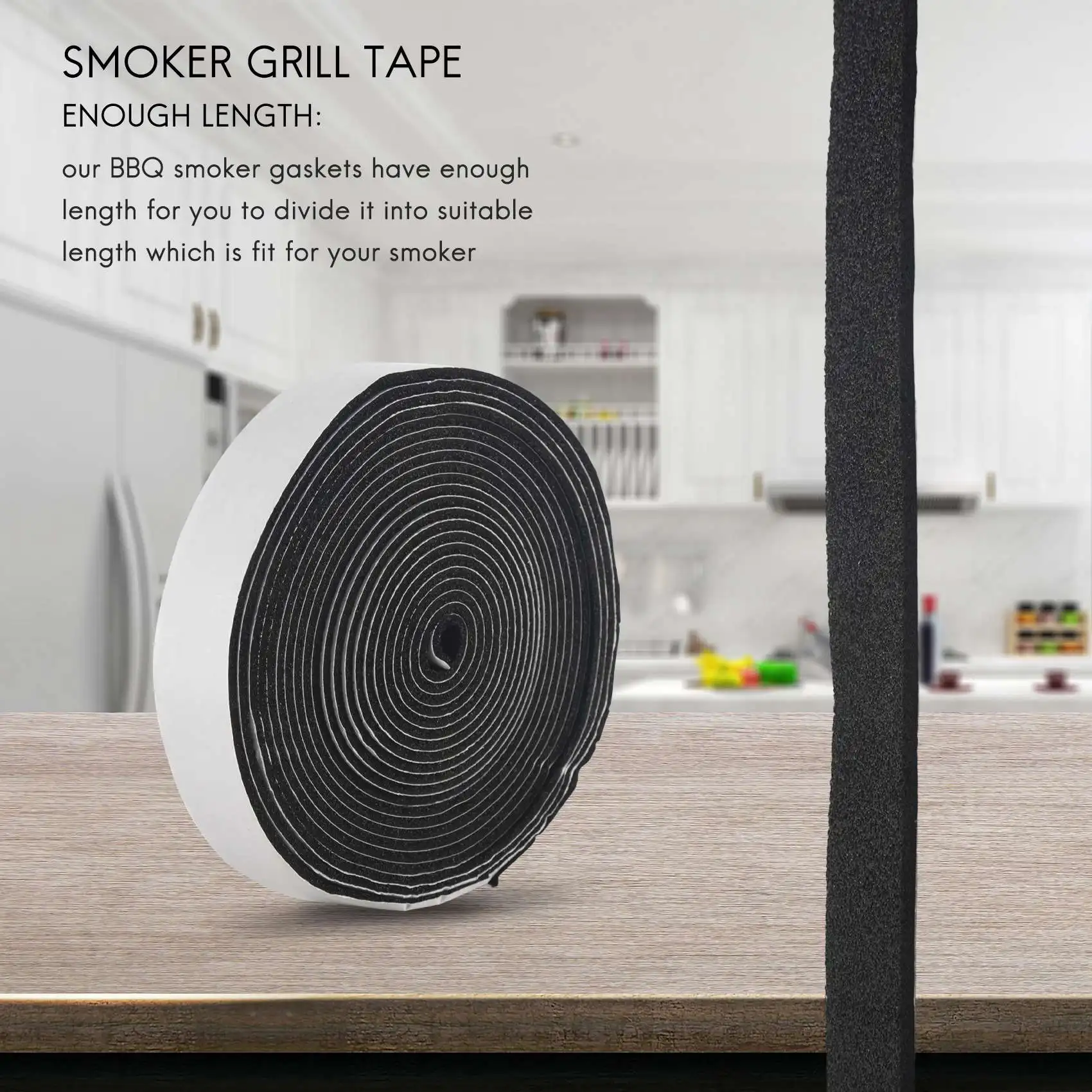 Neue BBQ Smoker Dichtung, selbstklebendes Grillband, Hochtemperatur-Grilldichtung, selbstklebende Dichtung, 2er-Pack