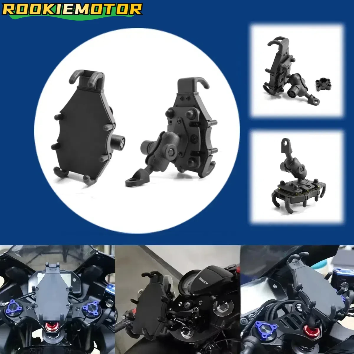 

Universal Shockproof Motorcycle Stand Bracket GPS Support Mobile Phone Holder Mount Anti-Theft 360 Rotatable