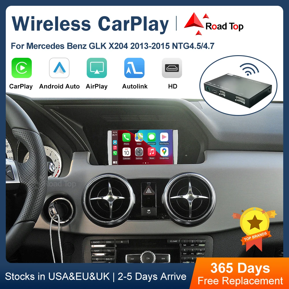 Road Top Wireless CarPlay for Mercedes Benz GLK X204 NTG4.5 2013-2015 with Android Auto Mirror Link AirPlay Car Play Functions