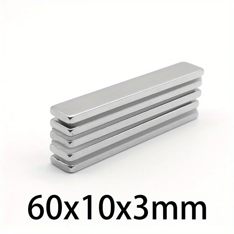 10pcs 60 X 10 X 3mm rectangular magnets, long bar magnets, miniature magnets. Suitable for science, tool libraries, laboratories