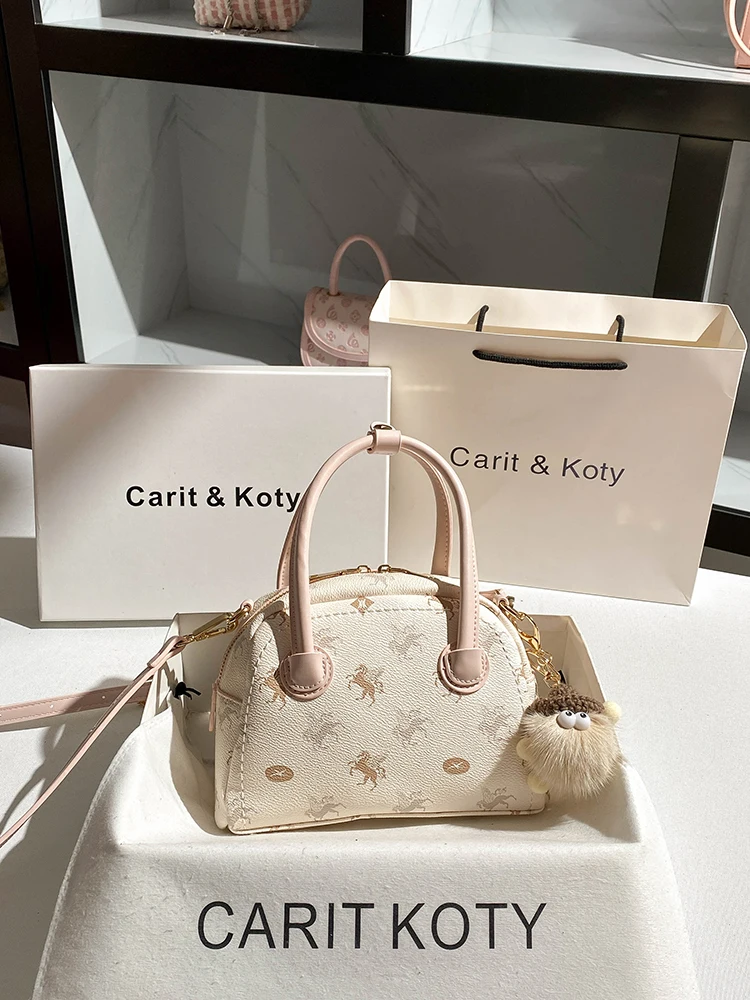 

2025Popular and Luxury Shell Bag with Charming Contrasting Colors Printing Women's Stylish and High Quality Boston Bag