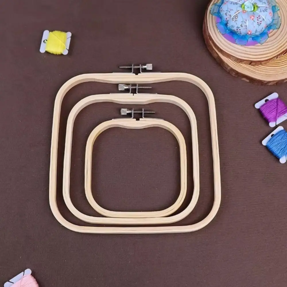 Adjustable Square Embroidery Hoop Set Bamboo Wood DIY Project Cross Stitch Hoop Embroidery Holder Stable Embroidery Frame