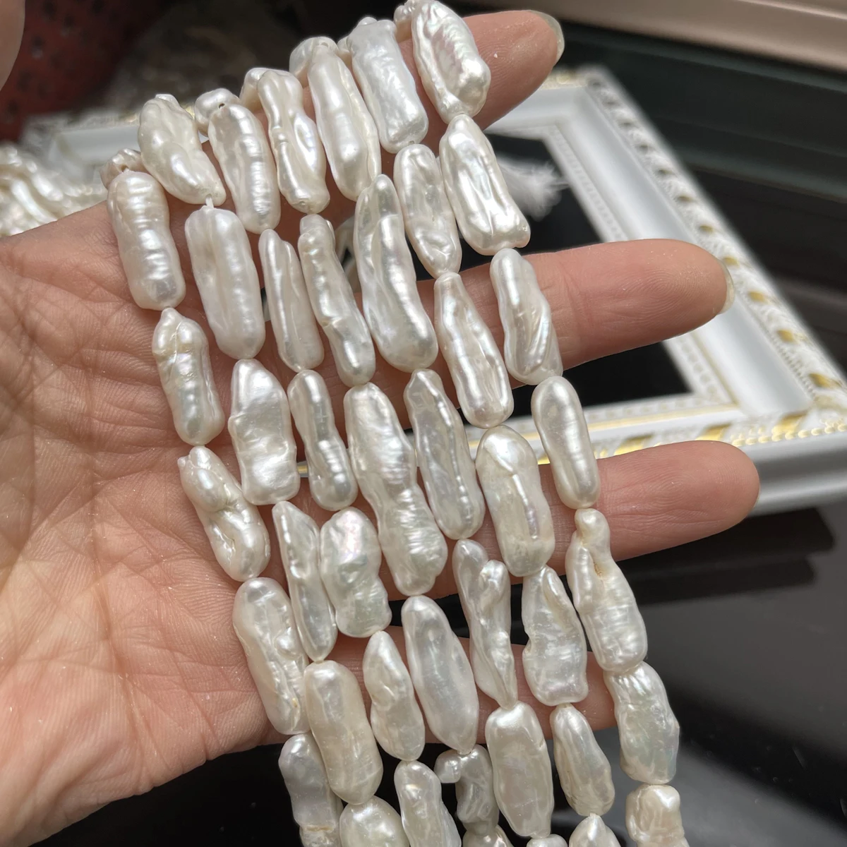 

Natural Freshwater Pearl White Pipa Irregular for Jewelry Make DIY Necklace Earring Bracelet Accessory Women Gift 7x18-8x20mm