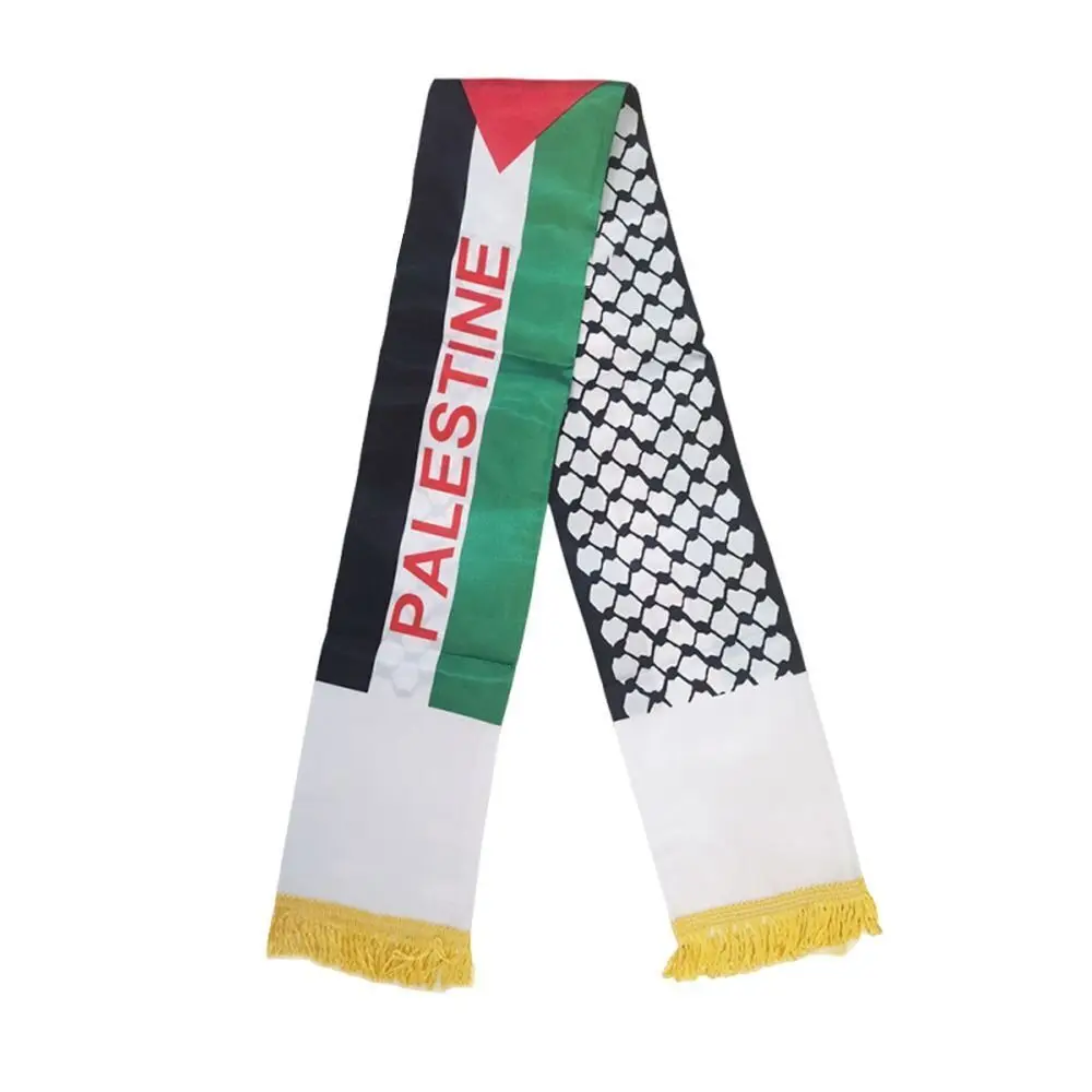 14x135cm  Palestinian Flag Scarf Double Side Palestine National Day Scarves Football Team Barca Palestinian Shawl Flag  New