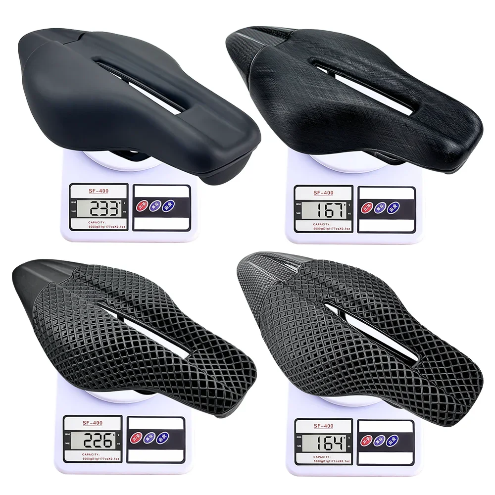 BALUGOE Dead Flying Field Seat Saddle Road Bicycle Seat Cushion Leather Short Nose Saddle 3D Printed Saddle Carbon Fiber Texture