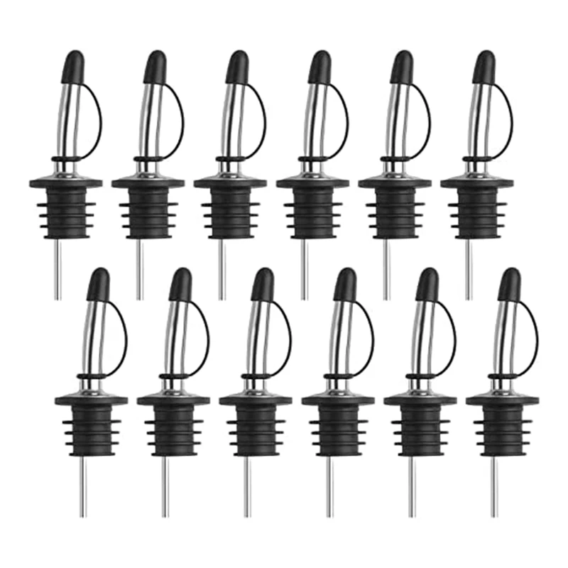 

12 Pack Pour Spout For Liquor Bottles Liquor Bottle Pourers Pour Spouts With Rubber Dust Caps,Fit Most Liquor Bottles