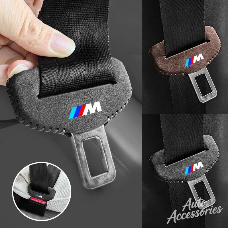 Car Seat Safety Belt Lock Buckle Protection Cover Suede Accessories For BMW M Sport M2 M3 M4 M5 M6 E46 E90 E60 E39 E36 F20 X3 X6 - view 2