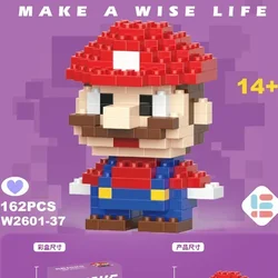 Juego de bloques de construcción de personajes de Mario para niños, juguetes de bloques de construcción de dibujos animados, modelo ensamblado, Mini figuras de acción, muñecas, regalo para niños