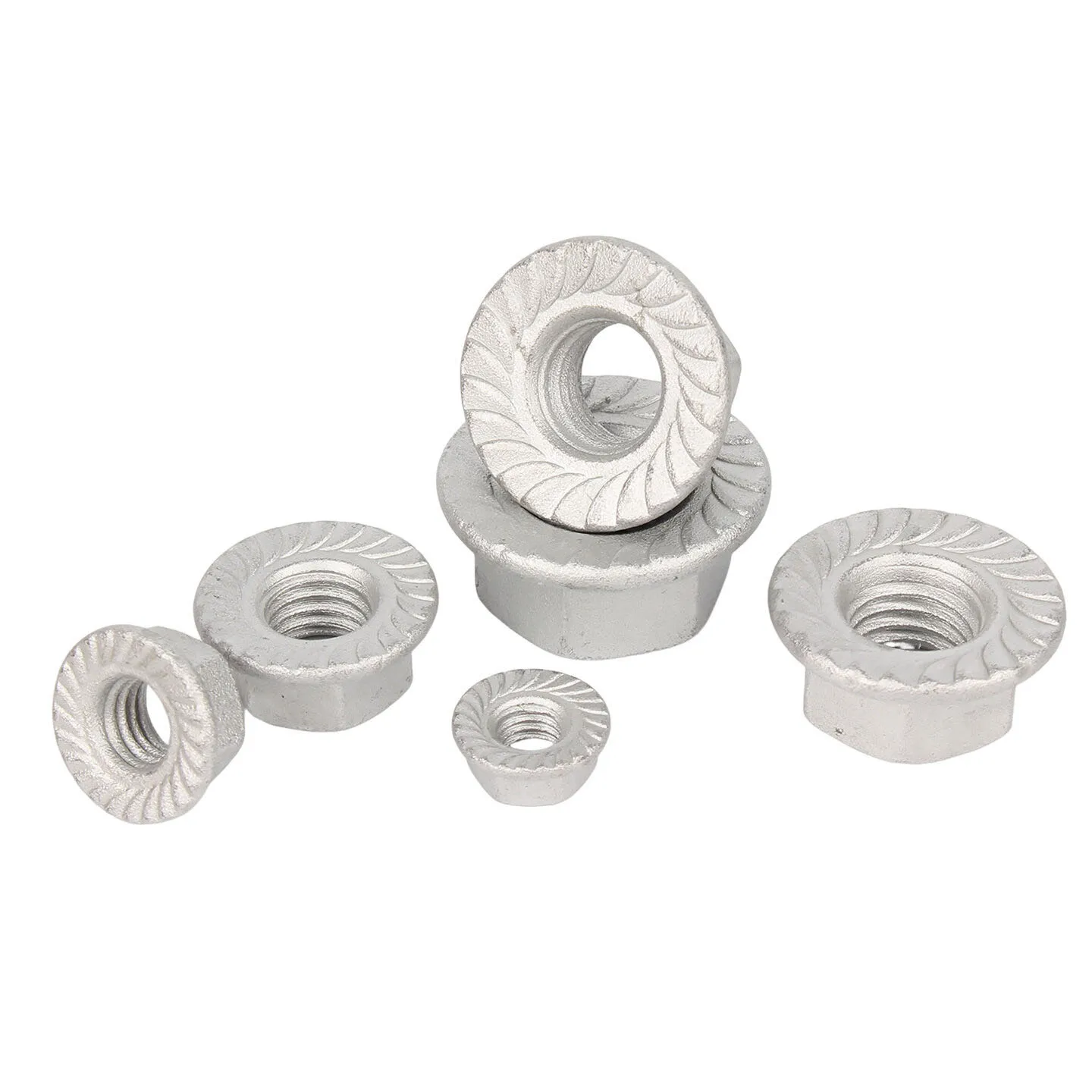 M6 M8 M10 M12 M16 Grade 10.9 Carbon Steel Q230 Dacromet Coating Hexagon Hex Head Serrated Spinlock Lock Flange Nuts GB6177
