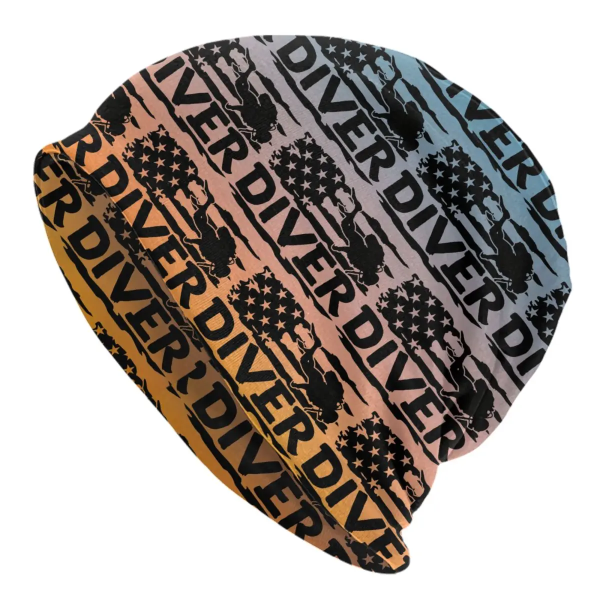 Custom Scuba Dive Flag Protects Divers Sport Motor Racing Skullies Beanies Caps Fashion Warm Knit Hats Unisex Adult Bonnet Hats