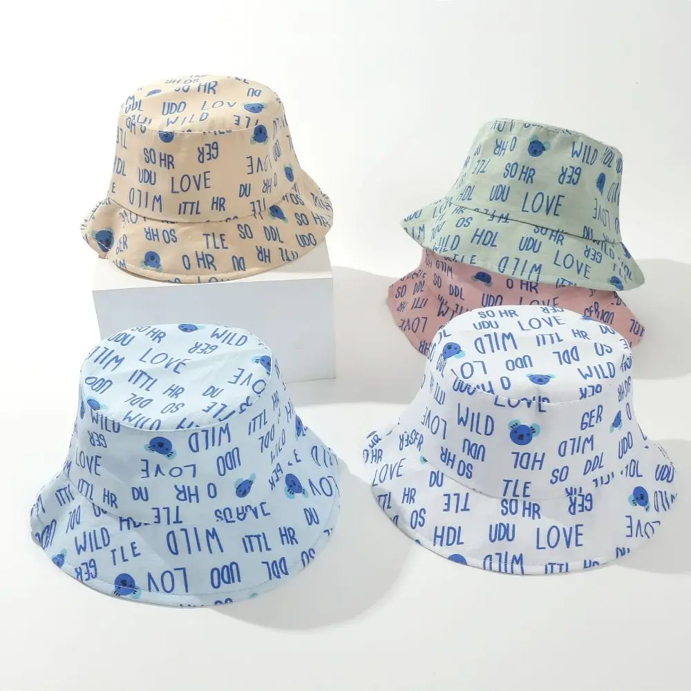 

New Letter Print Bucket Hat Cotton UV Protection Panama Hat Sun Cap Outdoor