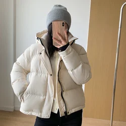 Women's Casual Puffer Coats, Solid Hooded Parker, Thick, Warm, White Goose Down, Female Outerwear, Simple, Winter, New